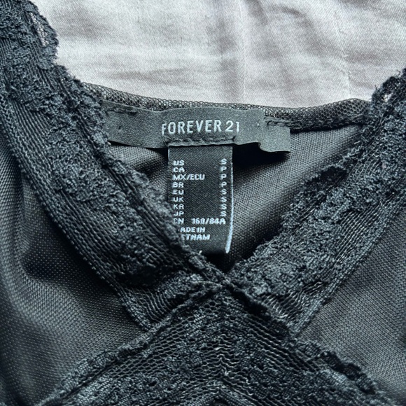 NWOT Forever 21 Black Ruffle Hem Slip Dress - Picture 3 of 5